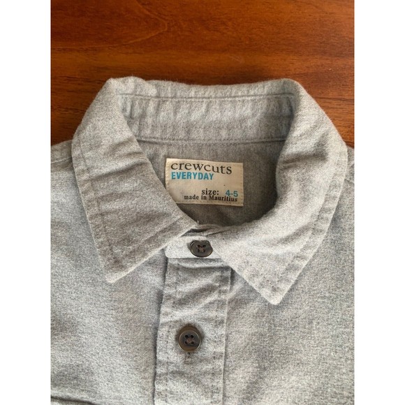 J. Crew Crewcuts Boys Cotton Flannel Chamois Shirt Elbow Patches Size 4-5 Grey - Picture 3 of 8